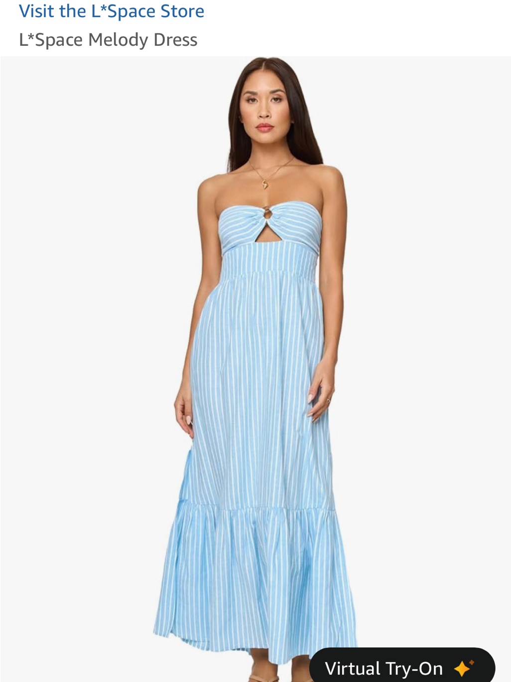 L*Space Strapless Light Blue & White Pinstripe Maxi Dress